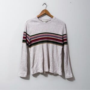 3/$20⚡️ VTG Y2K Studio Works Striped Ribbed Long Sleeve Top Crewneck Retro Indie
